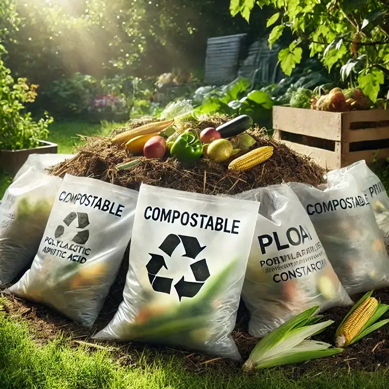 compostable bags with organic waste