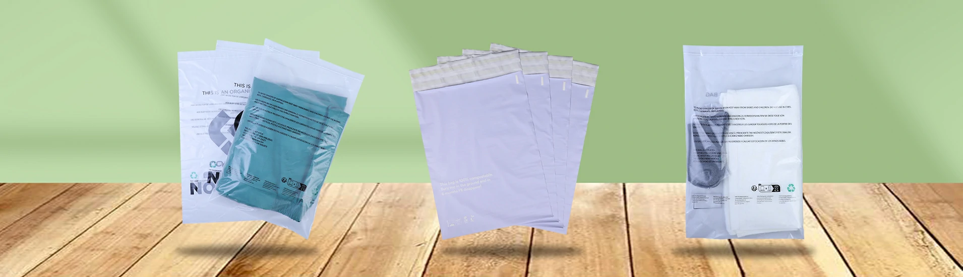 compostable self-adhesive bags banner