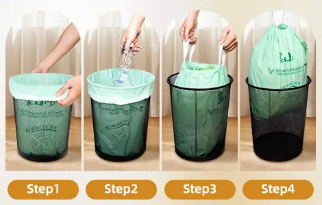 ease of use of drawstring trash bags