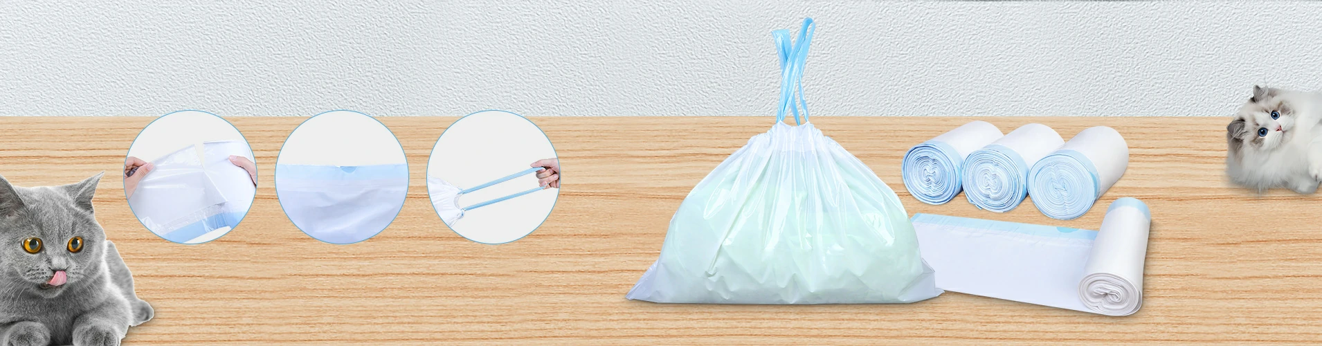 drawstring poop bags banner