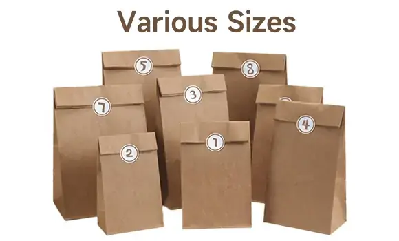 various sizes of paper sos bags