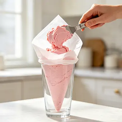 The mess-free method using a glass to fill your piping bag.