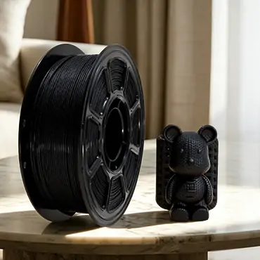Matte black PLA with printed model