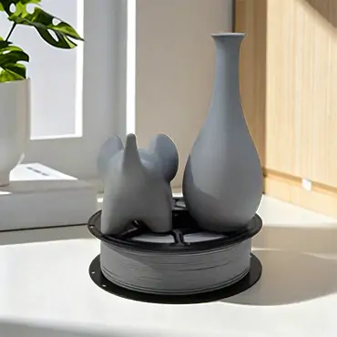 Matte gray PLA with elephant and vase print