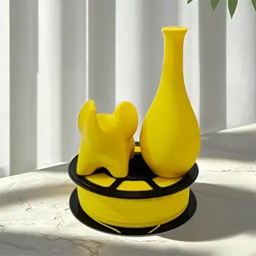 Matte yellow PLA with elephant and vase print